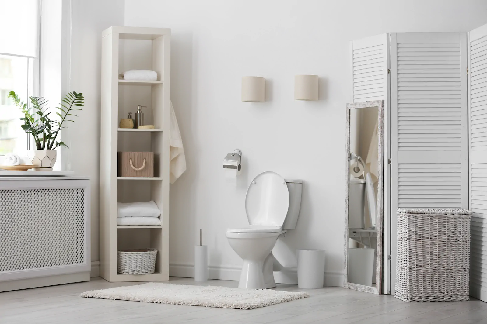 Clean beige and white bathroom